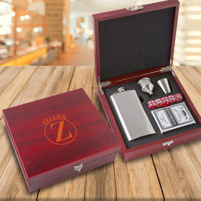Personalized Poker Night Gift Set - Flask & Cards -  - JDS