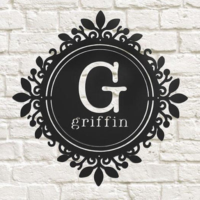 Personalized Name Metal Sign with Filigree – Griffin Design -  - JDS
