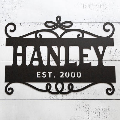 Personalized Family Name Horizontal Metal Sign – Hanley Design -  - JDS