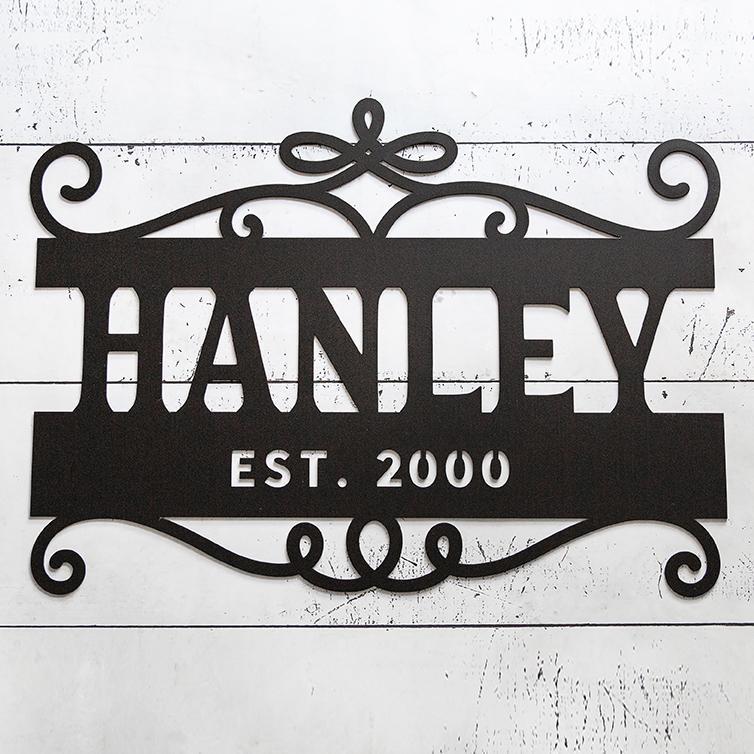 Personalized Family Name Horizontal Metal Sign – Hanley Design - - Completeful