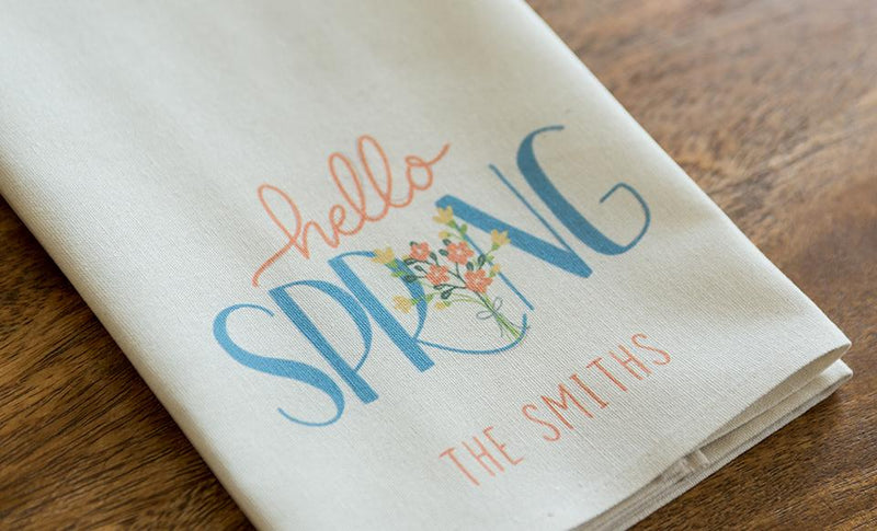 Personalized Spring Tea Towels -