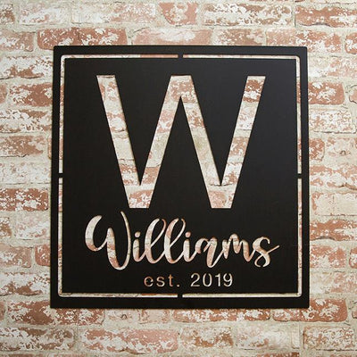Personalized Family Name Metal Sign with Initial – Williams Design -  - Completeful