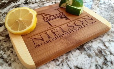 Personalized 6x8 Bamboo Cutting Board with Rounded Edge -