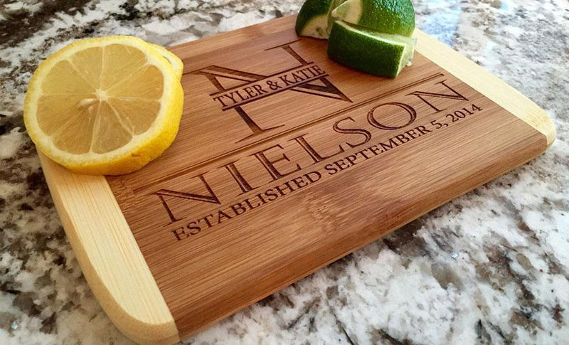 Personalized 6x8 Bamboo Cutting Board with Rounded Edge -