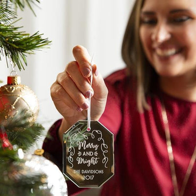 Personalized Octagon Shaped Mirror Ornaments -  - Qualtry