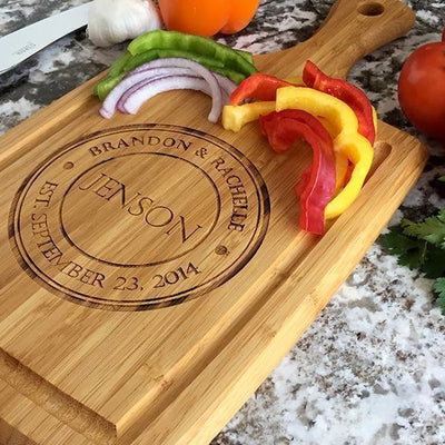 Personalized Large Handled Cutting board with Juice Grooves -  - Qualtry
