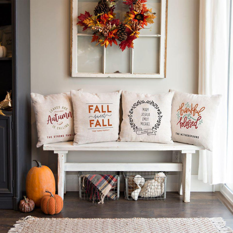 Personalized Fall Throw Pillow Covers -  - Qualtry