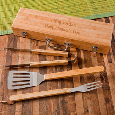 Personalized Grill Set with Bamboo Case -  - JDS