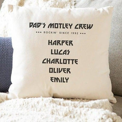 Personalized Family Names Throw Pillow Cover for Dad - Motley Crew -  - Qualtry