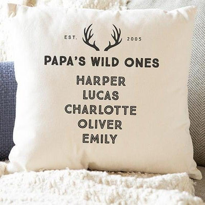 Personalized Dad's Wild Ones Family Names Throw Pillow Cover -  - Qualtry