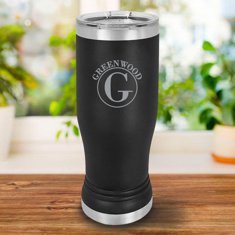 Personalized Black Insulated Pilsner 20oz. - Circle - JDS