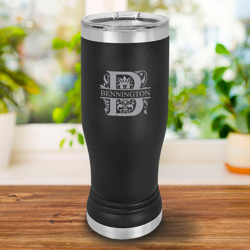 Personalized Black Insulated Pilsner 20oz. - Filigree - JDS