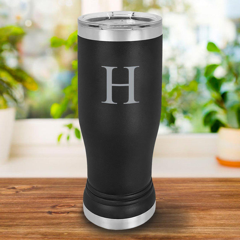 Personalized Black Insulated Pilsner 20oz. - SingleInitial - JDS