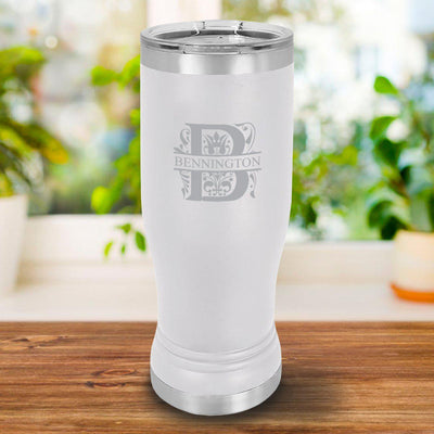 Personalized 20oz. White Insulated Pilsner - Filigree - JDS