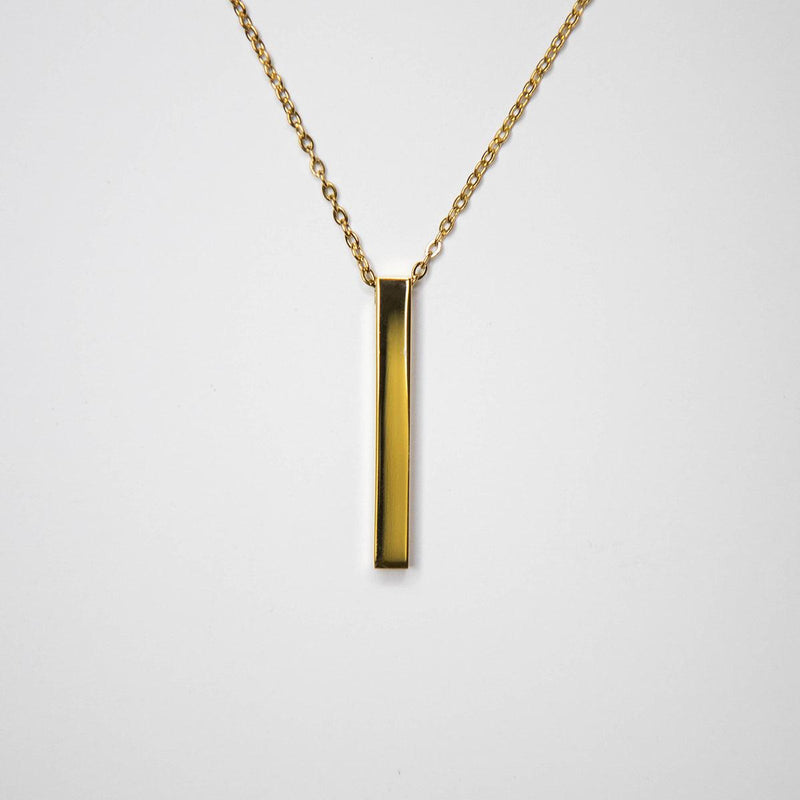 Personalized Vertical Bar Necklaces - Gold - Completeful