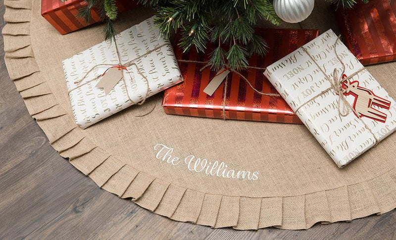 Personalized Burlap Christmas Tree Skirt -  - Completeful