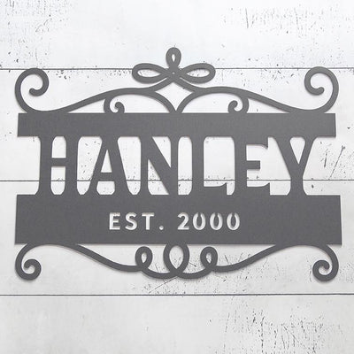 Personalized Family Name Horizontal Metal Sign – Hanley Design - - Completeful