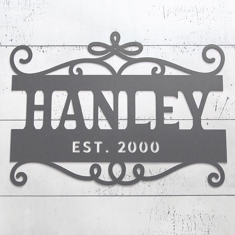 Personalized Family Name Horizontal Metal Sign – Hanley Design - - Completeful