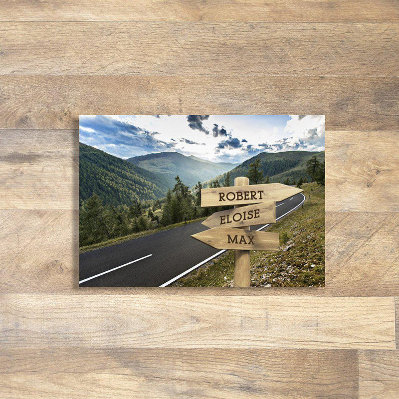 Personalized Mountain Road Canvas Print with Family Names -  - JDS