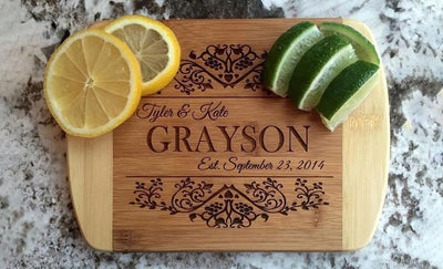 Personalized 6x8 Bamboo Cutting Board with Rounded Edge -