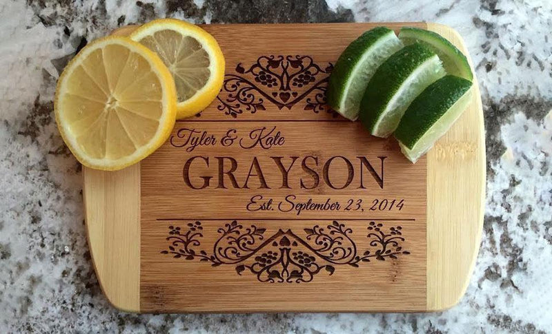 Personalized 6x8 Bamboo Cutting Board with Rounded Edge -