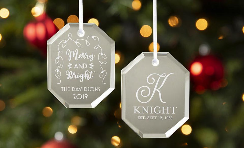 Personalized Octagon Shaped Mirror Ornaments -  - Qualtry