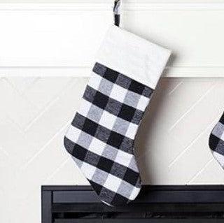 Stockings - Plaid Black and White Stocking - Wingpress Designs