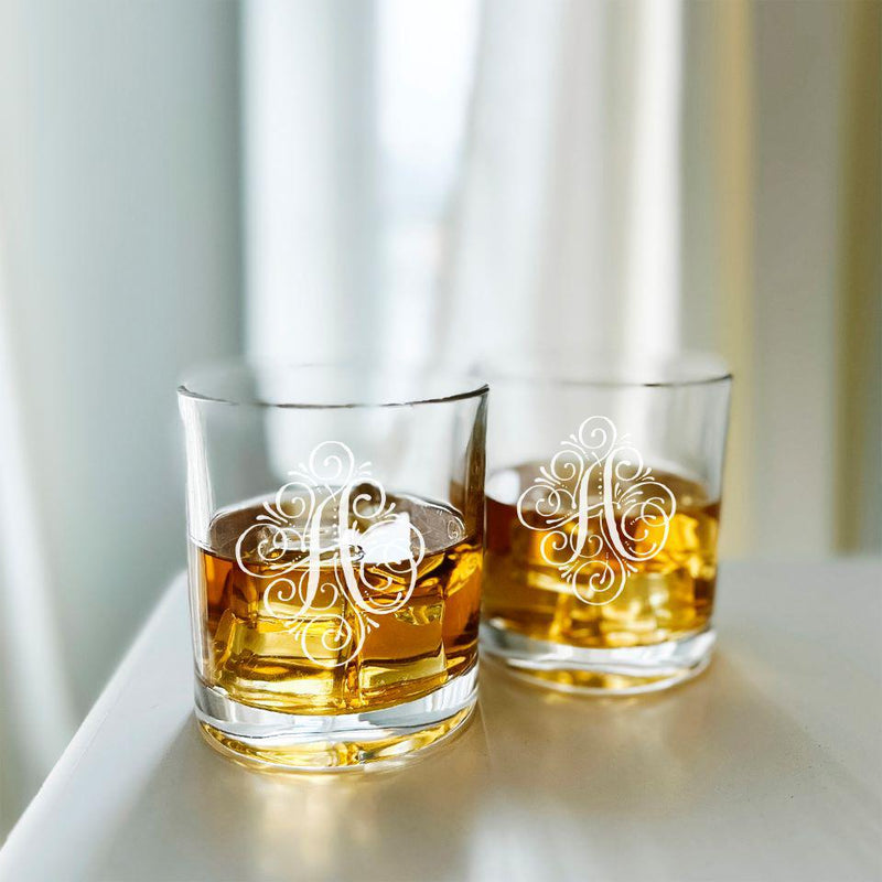 Monogrammed Whiskey Glasses - Set of 2 – A Gift Personalized
