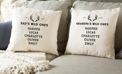 Personalized Dad's Wild Ones Family Names Throw Pillow Cover -  - Qualtry