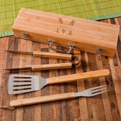 Personalized Grill Set - BBQ Set - Bamboo Case -  - JDS