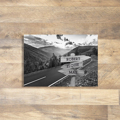 Personalized Mountain Road Canvas Print with Family Names -  - JDS