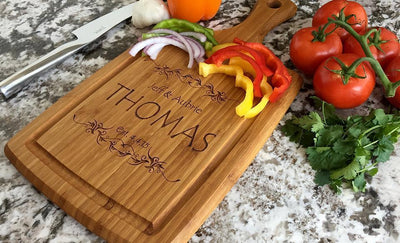 Personalized Large Handled Cutting board with Juice Grooves -  - Qualtry