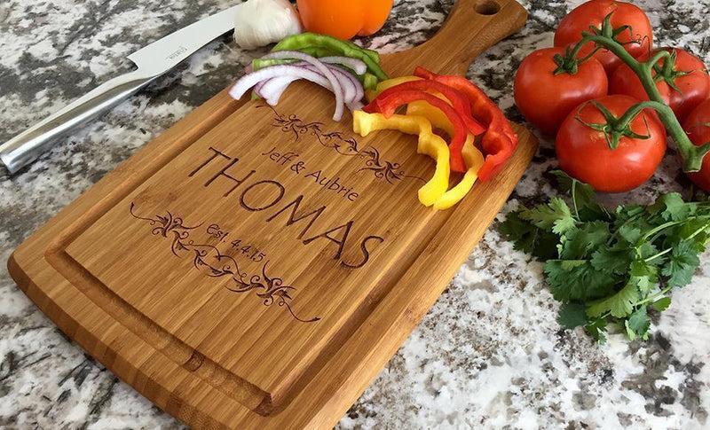 Personalized Large Handled Cutting board with Juice Grooves -  - Qualtry
