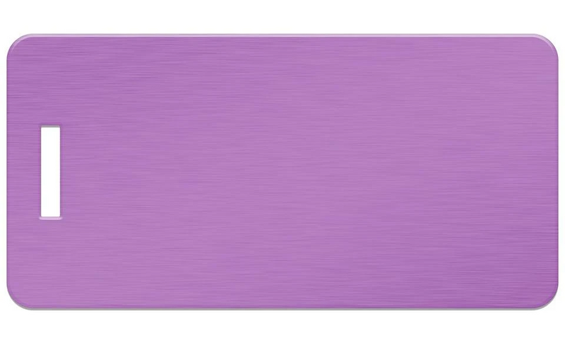 Personalized Aluminum Luggage Tags with Optional Leather Casing - Lilac / Landscape