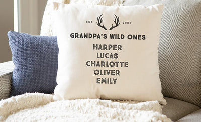 Personalized Dad's Wild Ones Family Names Throw Pillow Cover -  - Qualtry