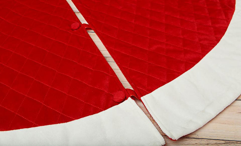 Personalized Red Velvet Quilted Christmas Tree Skirt -  - Qualtry