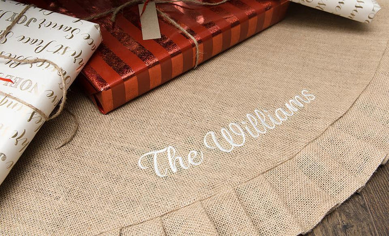 Personalized Burlap Christmas Tree Skirt -  - Completeful