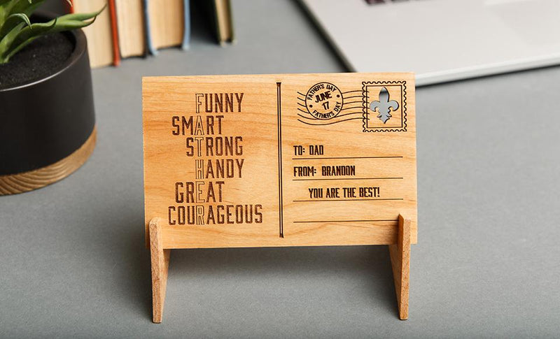 Father’s Day Personalized Wood Postcards -  - Qualtry