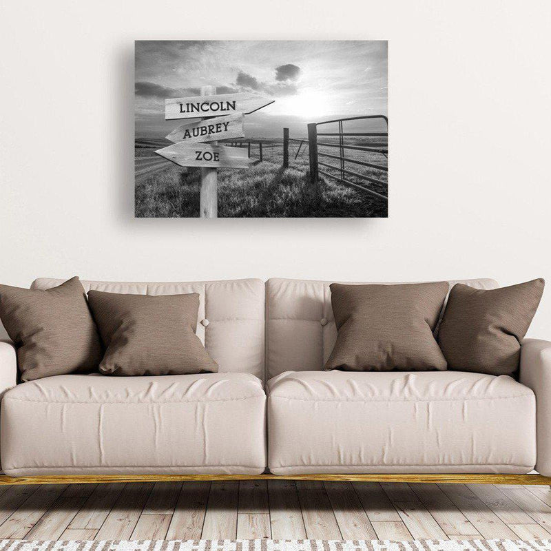 Personalized Farm Road Canvas Print with Family Names -  - JDS