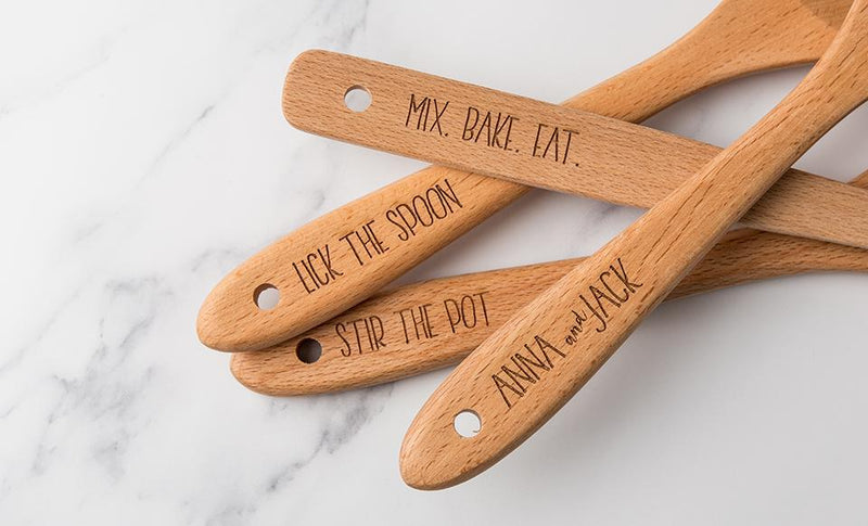 Personalized Four-Piece Beechwood Utensil Set -  - Qualtry