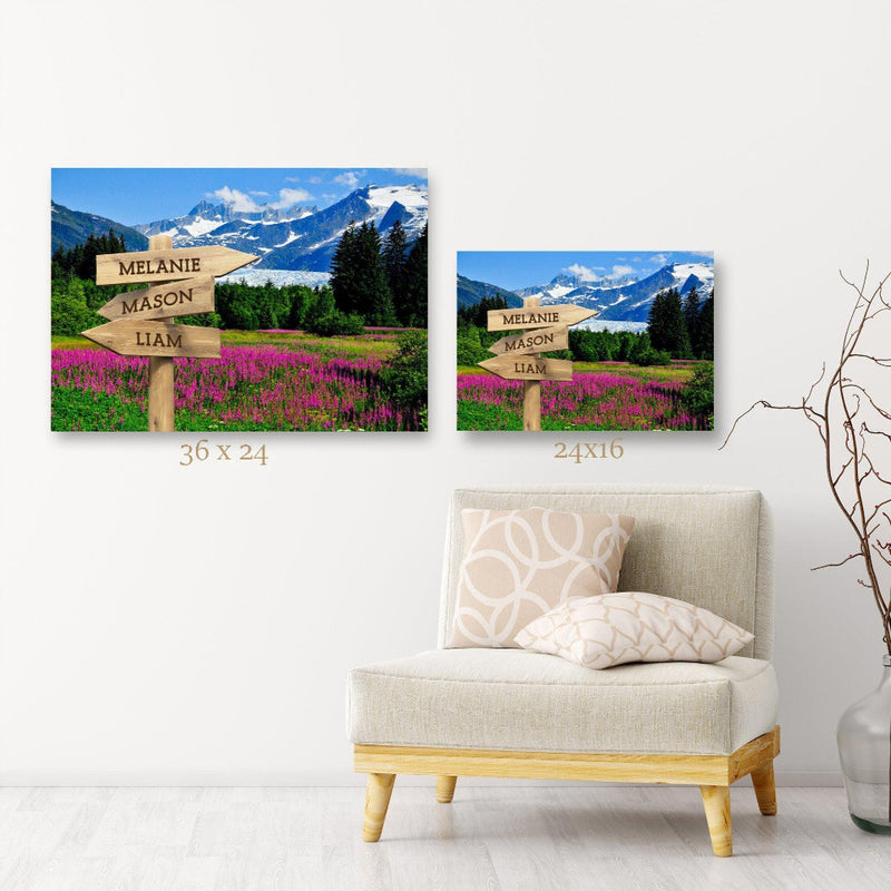 Personalized Mountain Meadow Canvas Print with Family Names -  - JDS