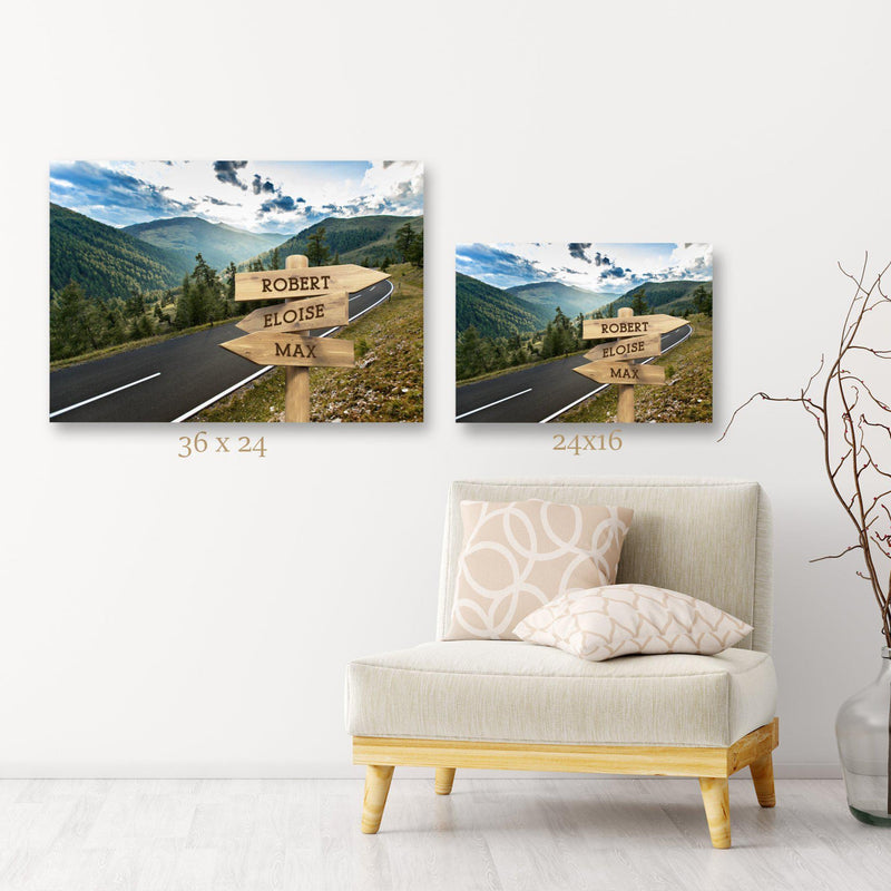 Personalized Mountain Road Canvas Print with Family Names -  - JDS
