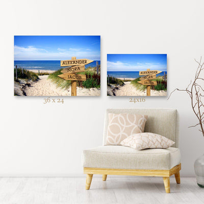 Personalized Sandy Beach Canvas Print with Family Names -  - JDS