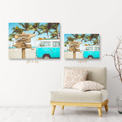 Personalized Surf Van Canvas Print with Family Names -  - JDS