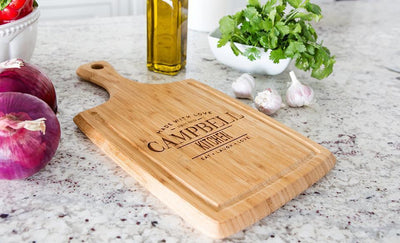 Personalized Large Handled Cutting board with Juice Grooves - Modern Collection -  - Qualtry