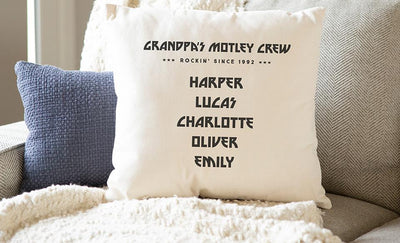 Personalized Family Names Throw Pillow Cover for Dad - Motley Crew -  - Qualtry