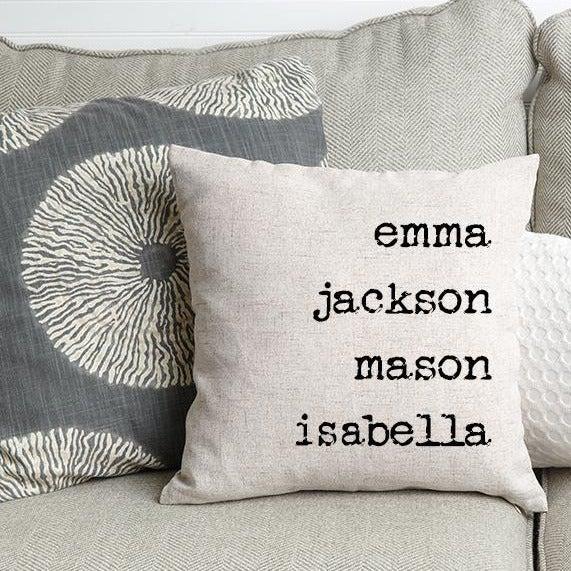 Family Names Personalized Throw Pillow Cover -  - JDS