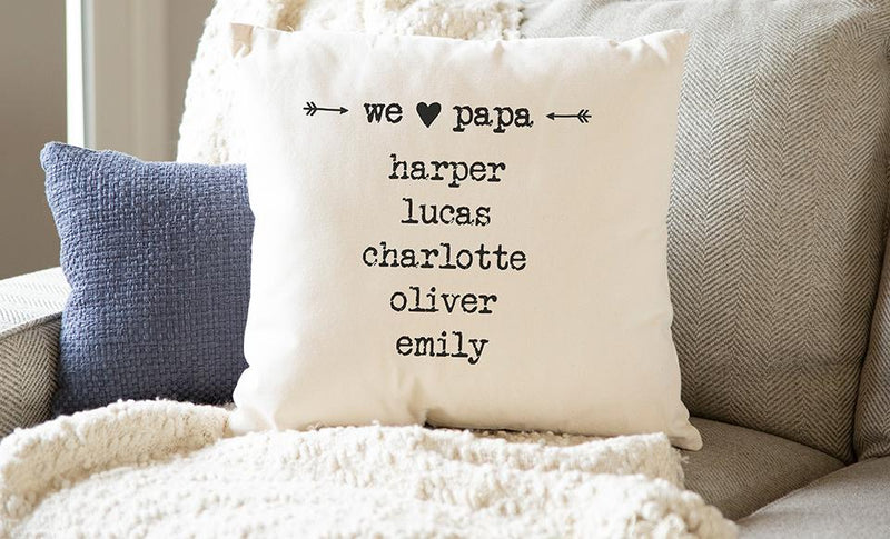 Personalized Family Names Throw Pillow Cover for Dad – Farmhouse Style -  - Qualtry
