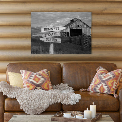 Personalized Barn Canvas Print with Family Names -  - JDS