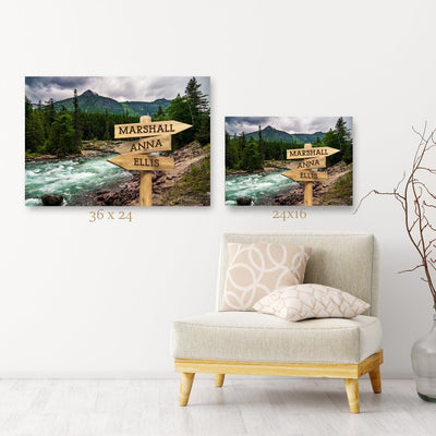 Personalized River Canvas Print with Family Names -  - JDS